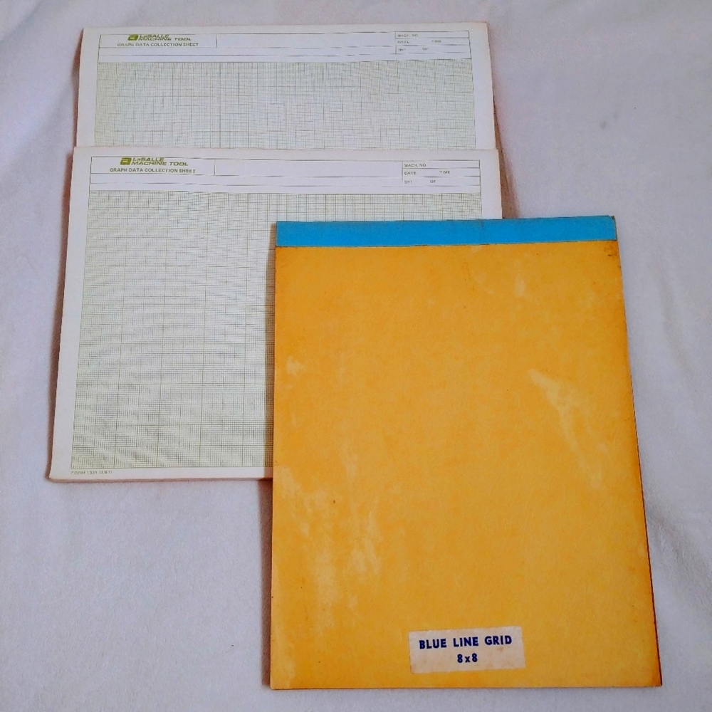 Vintage Drafting Paper Blue Green Line Grid. 3 Booklets.